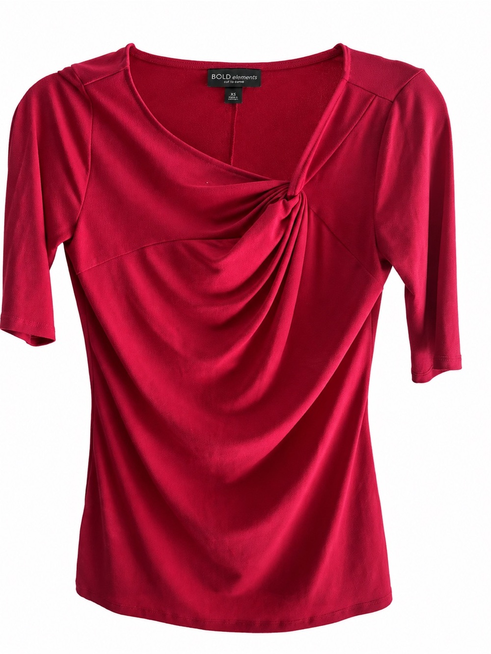 BOLD elements Hot Pink Knot-Front Draped Women's Top